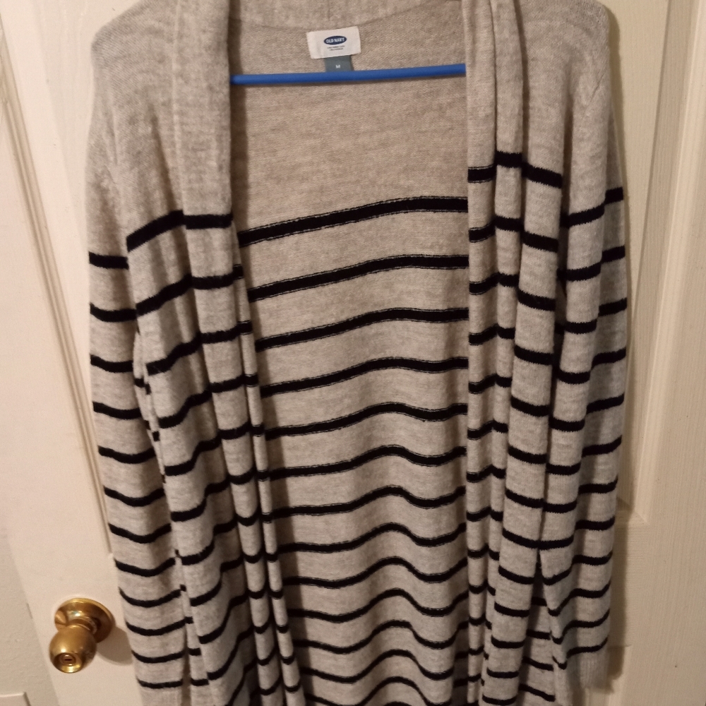 Gray and black stripe sweater